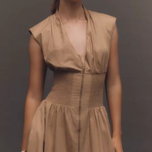 Robe midi zippée sur le devant pour l'été, luxueuse et élégante, en spandex, pour les occasions formelles et les fêtes, avec volants, taille 6XL, pour le travail et les occasions d'automne - Product Image 2