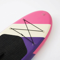Planche de SUP gonflable tout-en-un en PVC, couleurs pastel, OEM, 320 cm x 81 cm, pour femme, avec pagaie réglable, pompe, aileron, leash et sac à dos