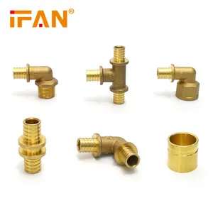 IFAN perlengkapan pipa kompresi PEX 16-32mm fitting kuningan geser untuk perlengkapan pipa air panas