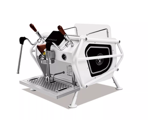 Máquina de espresso comercial de doble cabezal y de un solo cabezal, estilo motocicleta, con calderas dobles para espumar leche. - Product Image 1