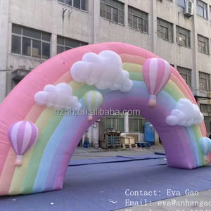 Globo de arco de boda de arco iris de nube inflable de luz LED con globo de nube y aire inflables de publicidad - Product Image 5