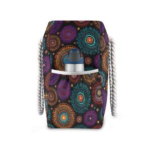 Bolso de Playa Impermeable para Mujer con Cremallera, Estampado Personalizado, Asas de Cuerda con Diseño de Puntos Aborígenes Australianos, Ideal para Viajes de Fin de Semana de Verano - Product Image 3