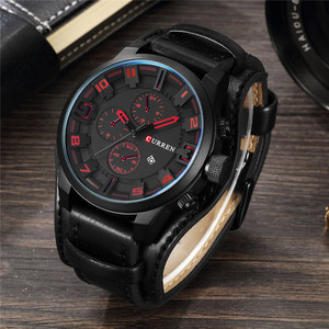 CURREN 8225 <span class=keywords><strong>2022</strong></span> Nouvelle montre de sport de marque haut de gamme pour hommes, livraison directe, montre de sport avec date, montre à quartz avec bracelet en cuir, cadeau pour homme - Product Image 3