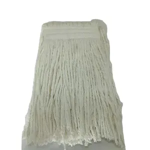 B11066 Cut end milk white friction spinning cotton mop head industrial mop refill wet mop head