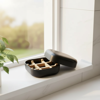 PAS DE PLASTIQUE fibre de bambou naturelle forme carrée barre de cuisine porte-savon étui avec couvercle salle de bain égouttoir pour voyage