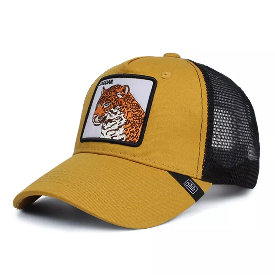 Vente en gros d'usine de casquette de baseball avec patch animal avec logo personnalisé casquette de camionneur en maille animale pour hommes