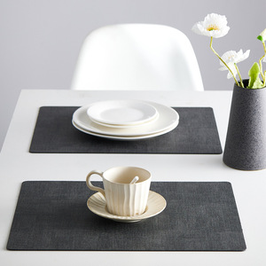 Fabric Textured Double-<b>Sided</b> Reversible Placemat 44x30cm <b>Square</b> Solid Color Waterproof Oil-Proof Heat Insulation <b>Table</b> Mat - Product Image 1