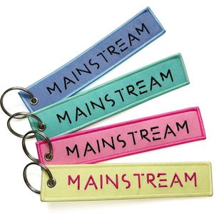 <b>Custom</b> Jet Tag Anime Embroidery Keychain Flight Fabric Woven <b>Key</b> Holder With Double-Sided Embroidered Design - Product Image 1