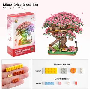 Ensemble de 2008 mini micro briques pour construire une maison, un arbre de cerisier, des blocs de construction, des jouets à assembler soi-même - Product Image 2