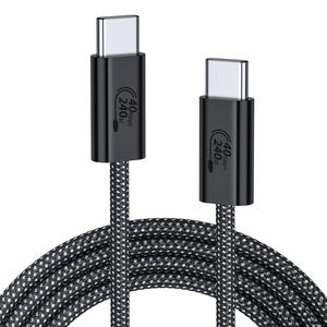 Nylon Tressé 5A USB 4.0 Type C Mâle à Mâle 8K Câble Vidéo 1M 2M 3M <span class=keywords><strong>5M</strong></span> 40G 240W PD <span class=keywords><strong>3</strong></span>.1 USB4 <span class=keywords><strong>Thunderbolt</strong></span> 4 Câble pour la Charge - Product Image 1
