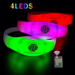 2025 Latest Model Promotional Wristband <b>Stars</b> Flashing <b>Light</b> up Remote Controllable <b>LED</b> Wristband Wrist Band 4LEDS RGB Bracelet - Product Image 6