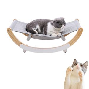 3-em-1 cama de árvore de gato de madeira com Swing & Hammock Indoor Cat <span class=keywords><strong>Scratcher</strong></span> Sofá com plataforma permanente Mobiliário de gato com economia de espaço - Product Image 1