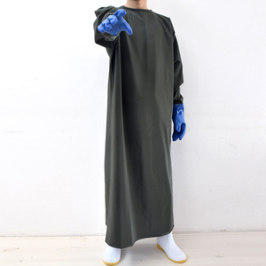 Delantal Impermeable con Recubrimiento de PVC, Mangas Largas, con Guantes, Ropa de Trabajo Unisex, Ropa de Seguridad, Verde Militar, 1.25m 1.4m - Product Image 2