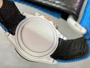 Trendy high-end mechanical <b>watch</b> with carbon fiber bezel, <b>sports</b> chronograph with blue nylon strap and three-eye function. - Product Image 6