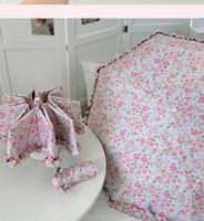 Parasol pliant de style coréen avec bordure en dentelle, protection UV, anti-UV, parapluie floral princesse pour femmes, adapté à la pluie et au soleil