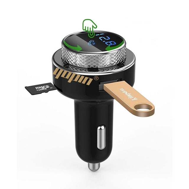 2023 New Innovation Design 2 Usb Qc 3.0 bluetooth Car Charger Fm Transmitter with Sd Fm Mp3 Car Adapter Kit