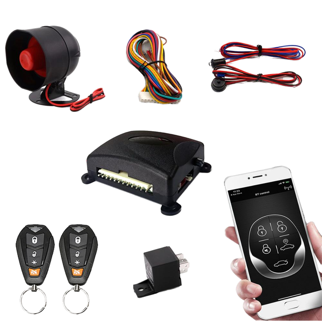 Victor DC 12V Bluetooth Car Alarm Security System with App Control and Keyless Entry