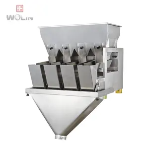 Máquina de embalagem pequena do pesador linear de 4 cabeças, máquina de enchimento de alimentos do granel