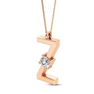Colgante de Alfabeto de la A a la Z de Primera Calidad, Diamantes Cultivados en Laboratorio VVS VS EF, Plata de Ley 925 con Acabado en Oro, Personalizado - Product Image 1