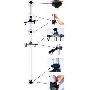 Support de vélo vertical du sol au plafond, réglable de 1,75 à 3,2 m, support de rangement pour vélo avec 30 °   Crochets rotatifs pour 2 vélos - Product Image 5