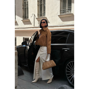 Abrigo Corto Marrón para Mujer, Forro de Piel Sintética, Tejido Impermeable, Estampado Informal, Talla Grande, Algodón Personalizado para Otoño Invierno - Product Image 2