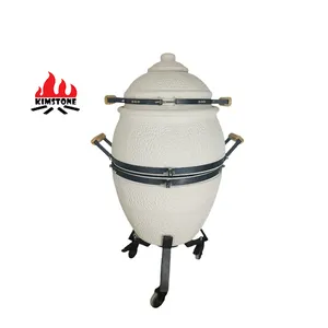 KIMSTONE kamado tandoor grosir pabrik 21 inci keramik panggangan bbq dengan kastor dapat dilepas