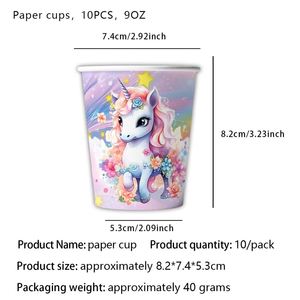 Juego de Vajilla Desechable con Temática de Unicornio para Cumpleaños, Decoración para Fiestas, Vajilla de Papel - Product Image 6