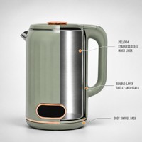 Bouilloire électrique en acier inoxydable avec cuve intérieure sans soudure, isolation double couche, arrêt automatique, 1500W, pour hôtel et camping-car, 2,5L