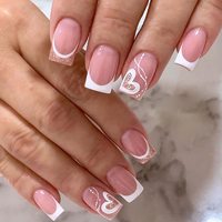 Faux Ongles Courts Nude Français en Acrylique ABS Réutilisables à Coller – Vente en Gros