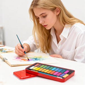 Léger et portable 24 couleurs vives ensemble de peinture aquarelle pour bourgeonnement amateurs et artistes - Product Image 2