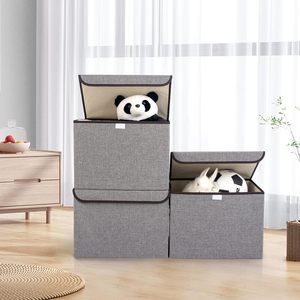 Ensemble de 4 boîtes de rangement pratiques, pliables et écologiques en tissu, peu encombrant, en forme de rectangle, pour le tri des armoires 20-40L - Product Image 4