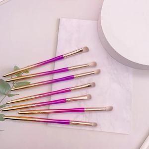 8pcs Face Makeup <b>Brush</b> Set Synthetic Hair Plastic Handle Aluminum Ferrule Concealer Shaving <b>Brush</b> Customizable Cosmetic Kit - Product Image 1