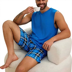 Men's Floral Sleeveless Tank Top Set Crew Neck Knitted Polyester/Cotton 200g Breathable Quick Dry Vintage High Street Summer - Product Image 5