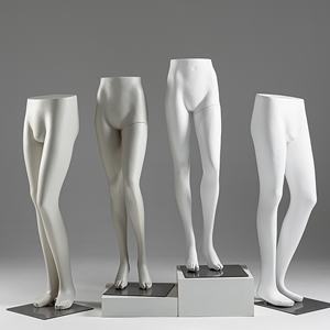 Mannequin de jambe féminin en fibre de verre pour pantalon, blanc, avec support pour l'affichage des pantalons, en position debout - Product Image 1