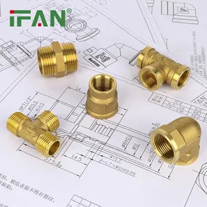 IFAN Brass Fittings Plumbing CW617N Elbow Tee Thread Nipple Bushing 1/2"-2" Fittings Brass