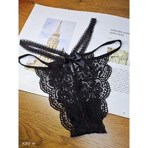 Culotte string sexy européenne et américaine, transparente, ajourée, avec bordure florale en dentelle, taille basse, respirante, semi-couvrante - Product Image 3