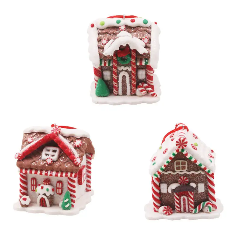 Neuankömmlinge Weihnachts baum Dekor Weihnachten Candy House Weihnachts dorf Szene Lebkuchen haus Anhänger