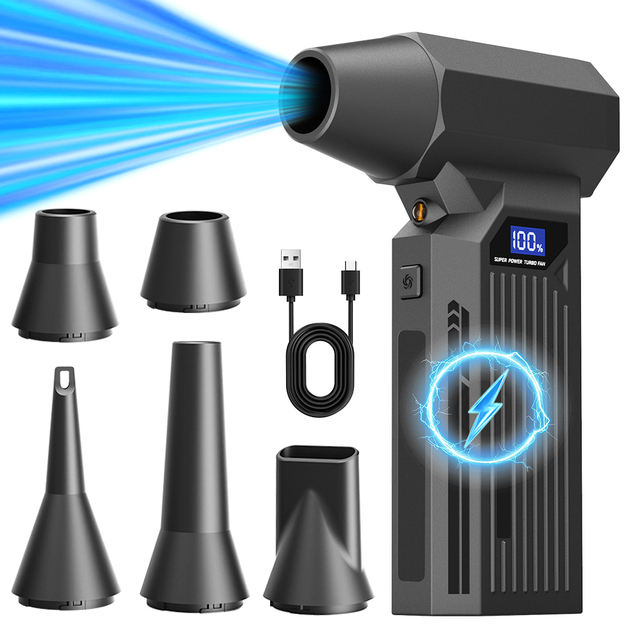 Electric Air Duster Cordless Rechargeable 110000RPM Blower 4000mAh Battery Keyboard Cleaner USB C Fast Charging