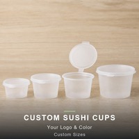 Gobelet à sauce soja pour sushi 1oz 2oz en PP de qualité alimentaire sans BPA, gobelet à condiment givré avec couvercle articulé pour wasabi et gingembre en vrac