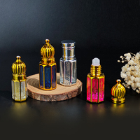 Botol Roller kaca, 3ml 6ml 12ml UV mewah emas oktagonal Arab Oud parfum minyak Attar