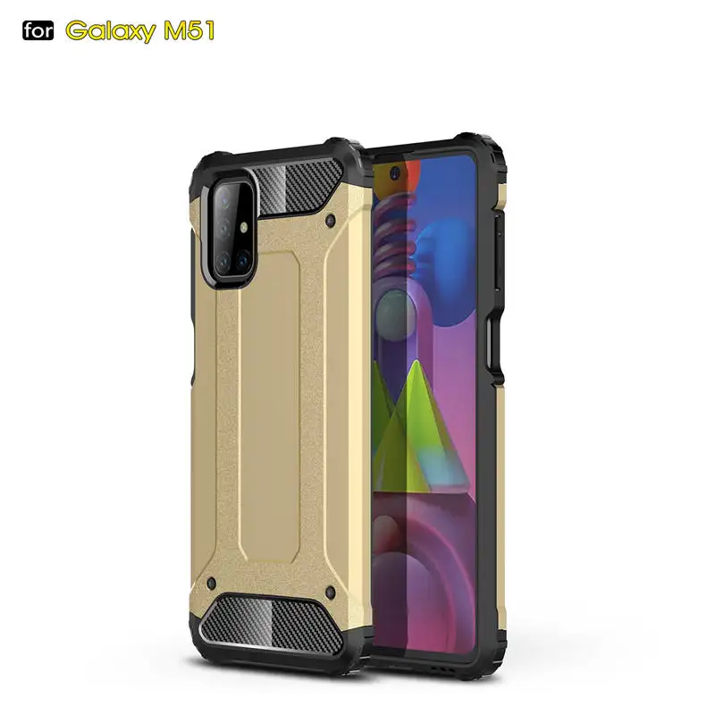 2020 Armor 2 Trong 1 Có Thể Tháo Rời Chống Sốc Cứng PC + Mềm TPU Cover Quay Lại Trường Hợp Đối Với Samsung Galaxy M51