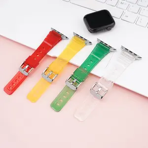 Jelly Crystal Clear Sport Waterproof Soft Transparent TPU Watch Straps For Apple Watch Series 38/40/41mm 42/44/45mm