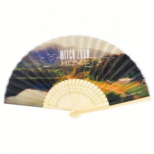 Ventiladores Portátiles de Bambú Personalizados al por Mayor, Regalos de Papel Pintados a Mano - Product Image 3