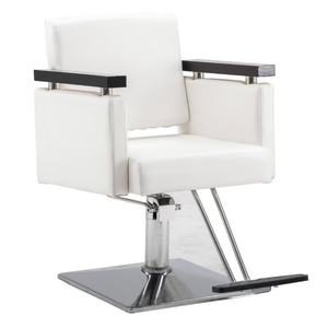 Chaise de salon de coiffure noire luxueuse, moderne et confortable avec accoudoir ergonomique pour la coiffure et la coupe de cheveux - Product Image 4