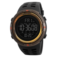 SKMEI 1251 jam tangan Digital pria, arloji olahraga tahan air 50M mewah diskon besar, tampilan Digital LED 12/24 jam antik
