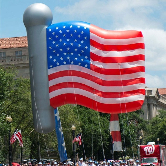 Рекламная надувная Летающая модель с американским флагом, гигантский надувной Гелиевый шар для парада K7178