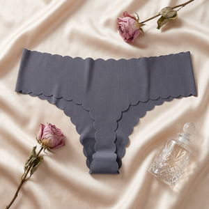 Tanga sin costuras para mujer, con borde ondulado, invisible, de talle bajo, cómoda para deportes y yoga, lencería tipo G-string, OEM ODM - Product Image 4