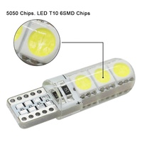 Bombilla LED de Silicona W5W 5W5 12V 6SMD T10, Luz LED Estroboscópica para Interior de Coche, Luz de Lectura, Luz de Matrícula Lateral, Blanca 194