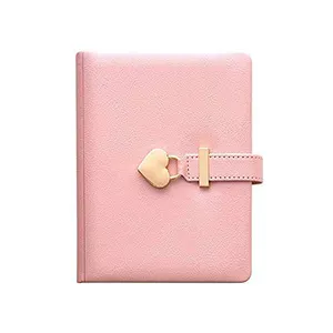 2023 Heart Shaped Combination Password Diary Planners with Lock Key PU Leather Binder Notebook for Girls