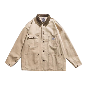 Chaqueta de Hombre con Capucha, Holgada, con Cuello Alto, Estilo Vintage, Transpirable, con Múltiples Bolsillos, Diseño Geométrico, para Primavera y Otoño, Tallas Grandes - Product Image 1